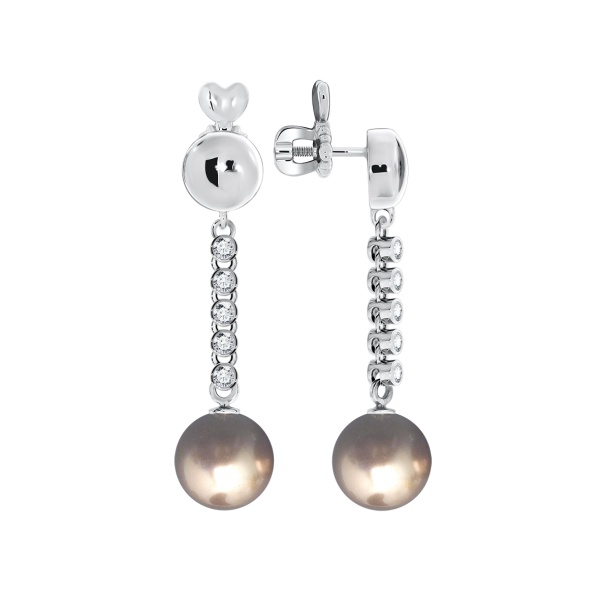 Серьги из серебра с жемчугом 2340241043л-42 от KRASNOE, металл Серебро, вставка Жемчуг Имитация