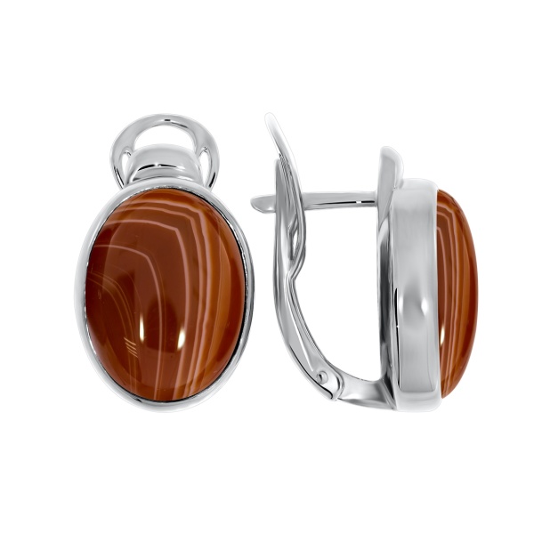 Серьги из серебра с сердоликами 2340680932-40 от KRASNOE, металл Серебро, вставка Сердолик