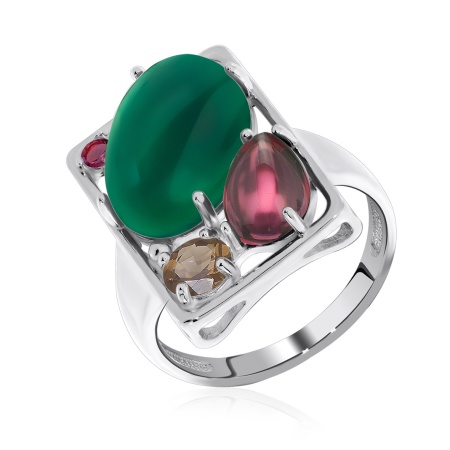 Купить кольцо из серебра с агатом и фианитами в интернет-магазине KRASNOE