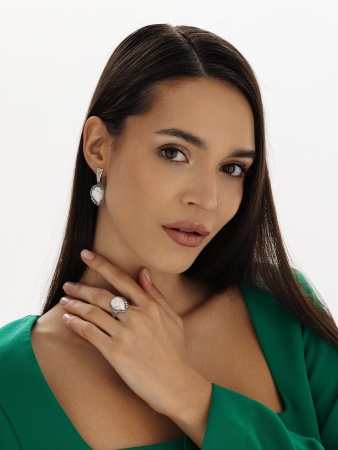 Серьги из серебра с кахолонгом