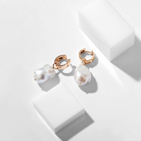 Серьги из золота с жемчугом pearl luxury 2100052758 от KRASNOE, металл Золото, вставка Жемчуг