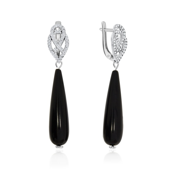 Серьги из серебра с агатами и фианитами 2340390787л-20 от KRASNOE, металл Серебро, вставка Агат