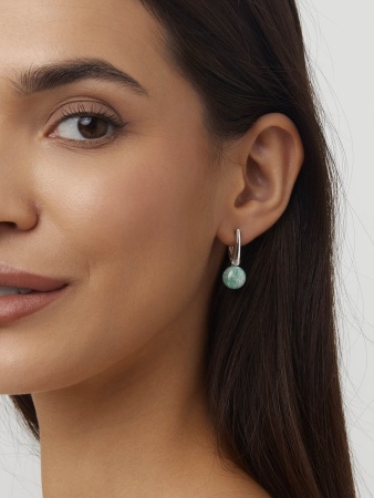 Серьги из серебра с амазонитами и фианитами 2340371965л от KRASNOE, металл Серебро, вставка Амазонит