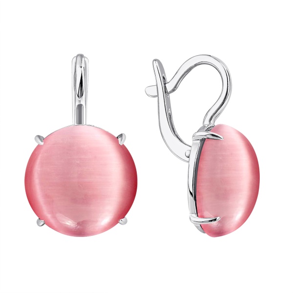 Серьги из серебра с кошачим глазом