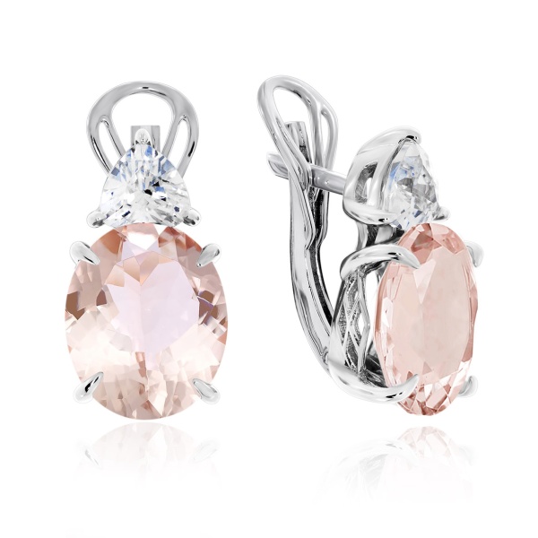 Серьги из серебра с фианитами и ситаллами