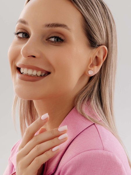 Пусеты из серебра с кварцем