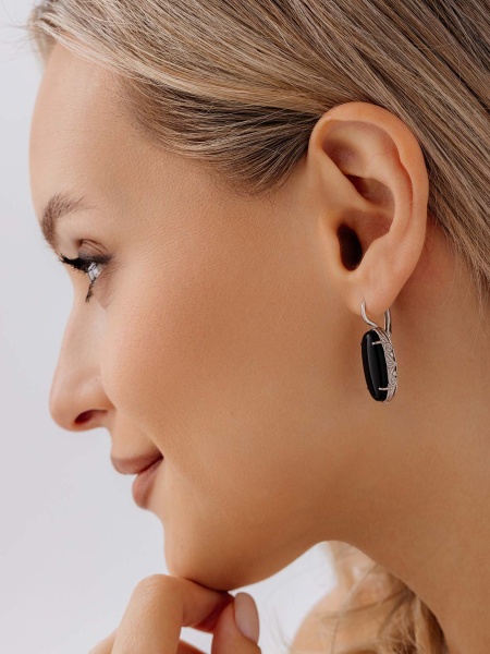 Серьги из серебра с агатами 2340395775-20 от KRASNOE, металл Серебро, вставка Агат