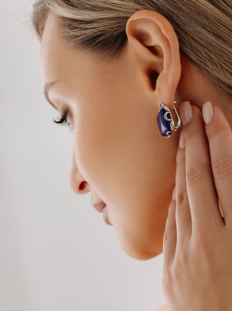 Серьги из серебра с лазуритами 2310470976 от KRASNOE, металл Серебро, вставка Лазурит
