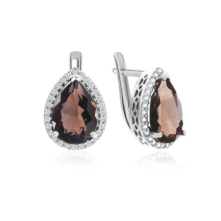 Серьги из серебра с топазами и фианитами