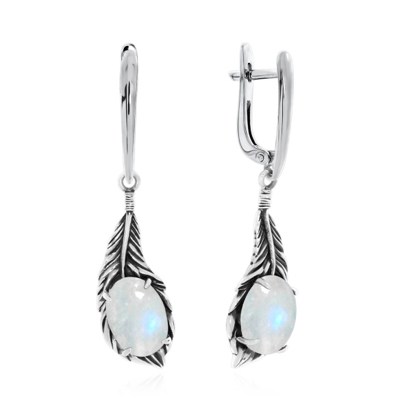 Серьги из серебра с лунным каменем 2310931601-1 от KRASNOE, металл Серебро, вставка Лунный камень