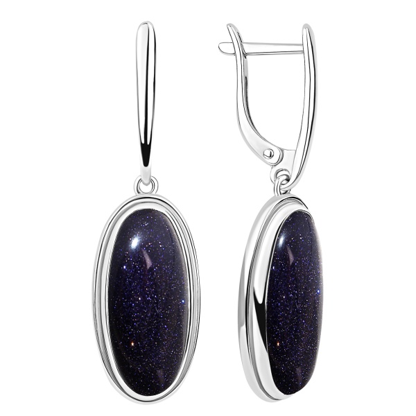 Серьги из серебра с авантюрином в ювелирном интернет-магазине