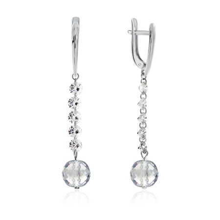 Серьги из серебра с хрусталём и фианитами 2340520624 от KRASNOE, металл Серебро, вставка Горный хрусталь