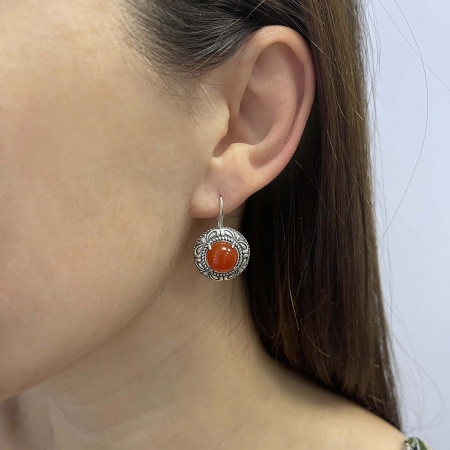 Серьги из серебра с агатом
