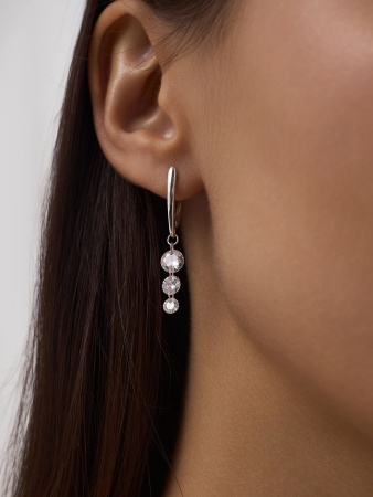 Серьги из серебра с фианитами 2340200617 от KRASNOE, металл Серебро, вставка Фианит