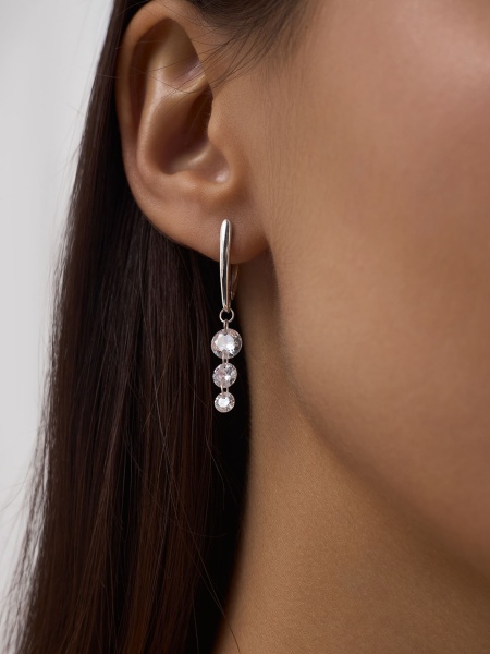 Серьги из серебра с фианитами 2340200617 от KRASNOE, металл Серебро, вставка Фианит