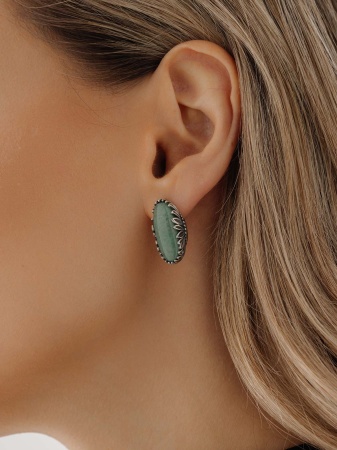 Серьги из серебра с натуральным авантюрином 2310365726-1 от KRASNOE, металл Серебро, вставка Авантюрин Натур.