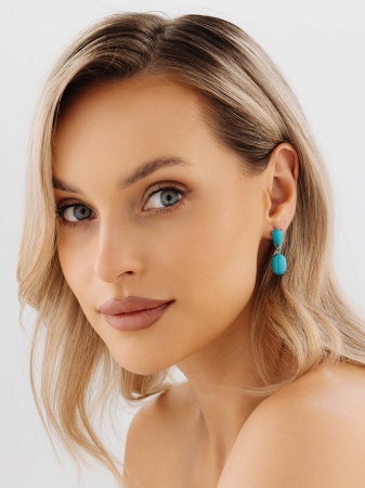 Серьги из серебра с бирюзой (имитация из природного материала)