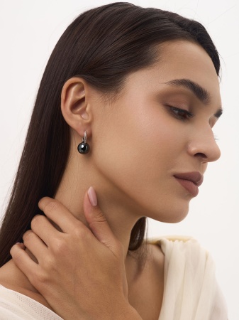 Серьги из серебра с гематитами 2340334318 от KRASNOE, металл Серебро, вставка Гематит