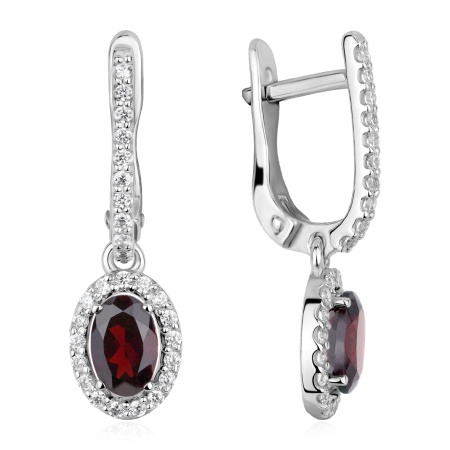 Серьги из серебра с гранатами