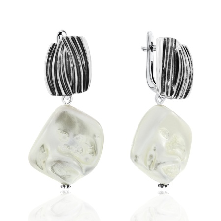 Серьги из серебра с жемчугом 2310244376 от KRASNOE, металл Серебро, вставка Жемчуг Имитация