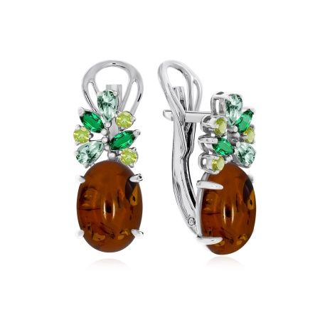 Серьги из серебра с янтарем