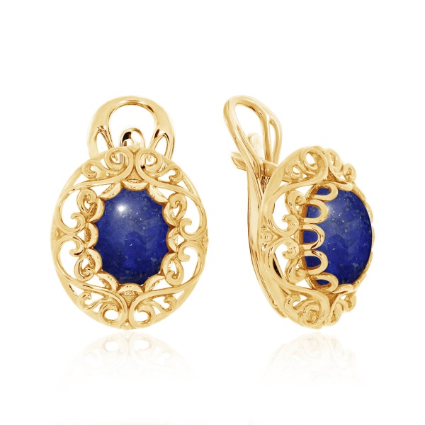 Серьги из серебра с лазуритами 2320472115 от KRASNOE, металл Серебро, вставка Лазурит