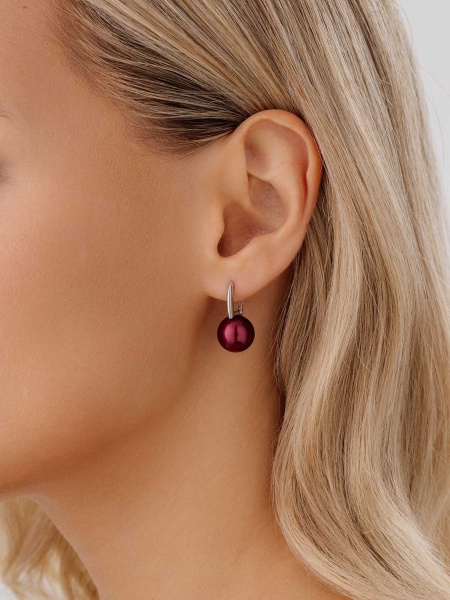 Серьги из серебра с жемчугом 2340244318-37 от KRASNOE, металл Серебро, вставка Жемчуг Имитация