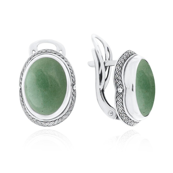 Серьги из серебра с авантюрином 2310360929-1 от KRASNOE, металл Серебро, вставка Авантюрин Натур.