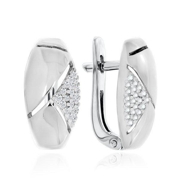 Серьги из серебра с фианитами со скидкой