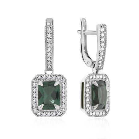 Серьги из серебра с ситаллами и фианитами
