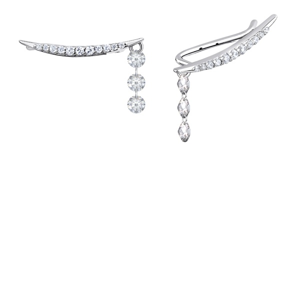 Серьги из серебра с фианитами