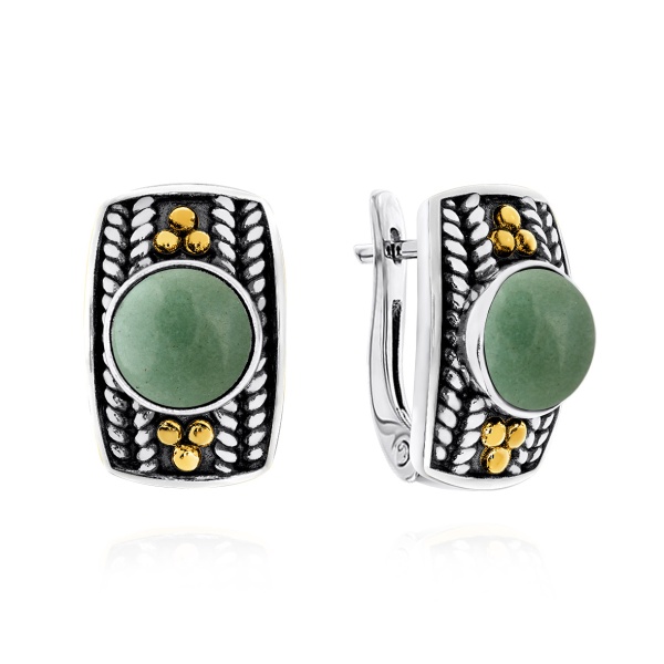 Серьги из серебра с авантюрин натур.ами 2317361750-1-60 от KRASNOE, металл Серебро, вставка Авантюрин Натур. Серьги из серебра с авантюрин натур.ами 2317361750-1-60 от KRASNOE, металл Серебро, вставка Авантюрин Натур.