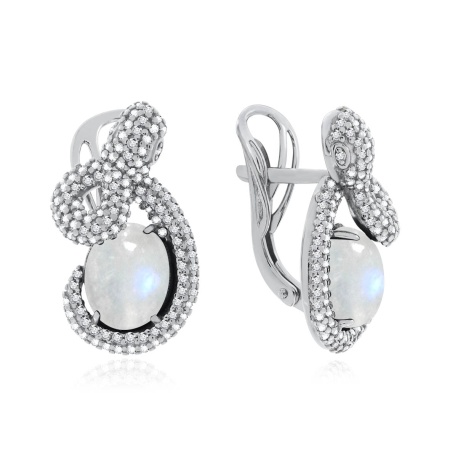 Серьги из серебра с лунным каменем