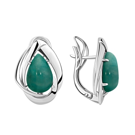 Серьги из серебра с амазонитами 2340375151 от KRASNOE, металл Серебро, вставка Амазонит Серьги из серебра с амазонитами 2340375151 от KRASNOE, металл Серебро, вставка Амазонит