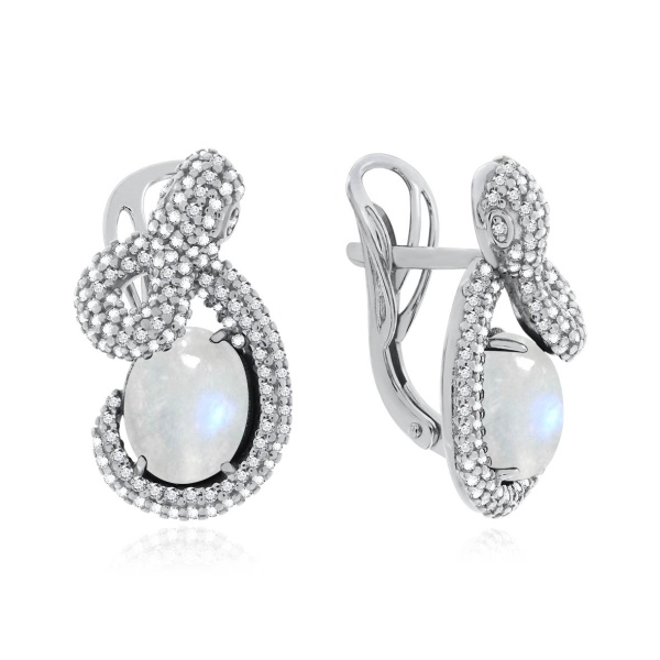 Серьги из серебра с лунным каменем
