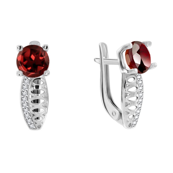 Серьги из серебра с фианитами со скидкой