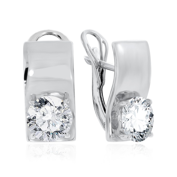 Серьги из серебра с фианитами со скидкой