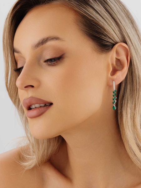 Серьги из серебра с агатами 2340391808-60 от KRASNOE, металл Серебро, вставка Агат