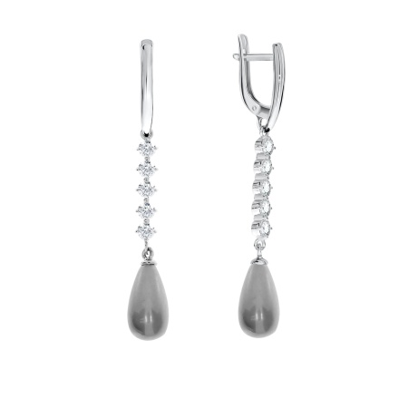 Серьги из серебра с жемчугом 2340240777-21 от KRASNOE, металл Серебро, вставка Жемчуг Имитация