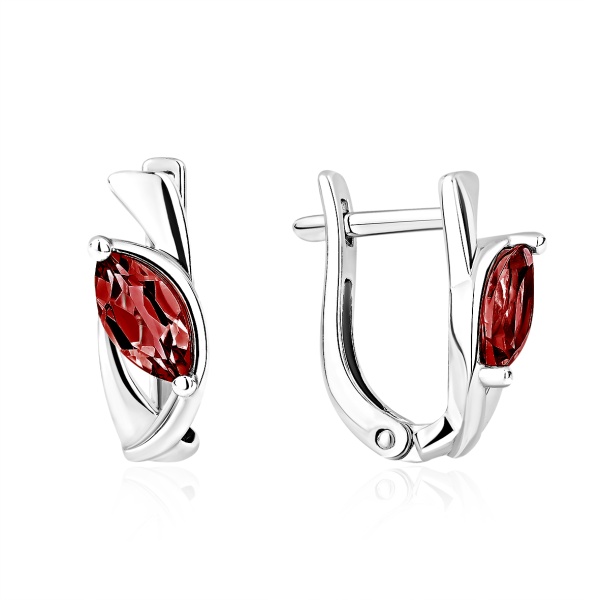 Серьги из серебра с гранатами