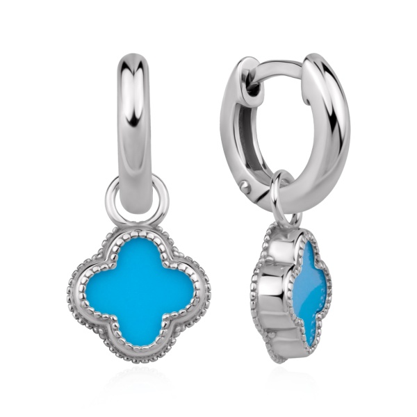 Серьги из серебра с имитацией бирюзы в ювелирном интернет-магазине