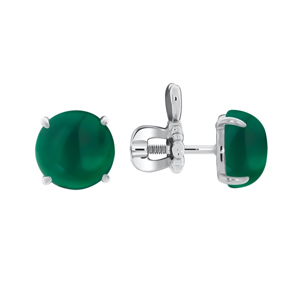 Пусеты из серебра с агатами