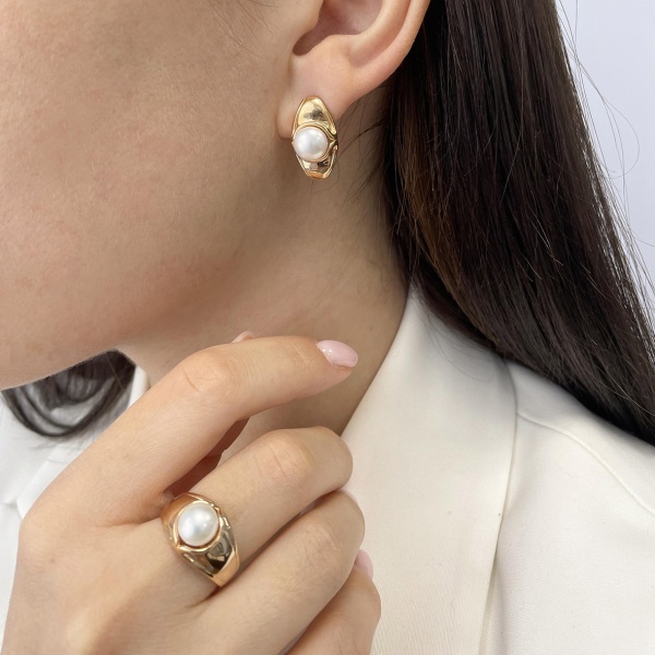 Серьги из серебра с жемчугами 2320050836 от KRASNOE, металл Серебро, вставка Жемчуг