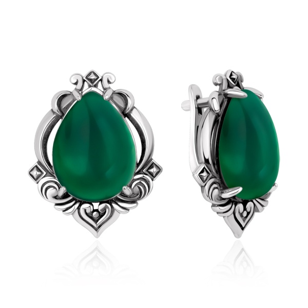 Серьги из серебра с агатом