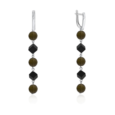 Серьги из серебра с агатами и топазами 2340870673-15 от KRASNOE, металл Серебро, вставка Агат