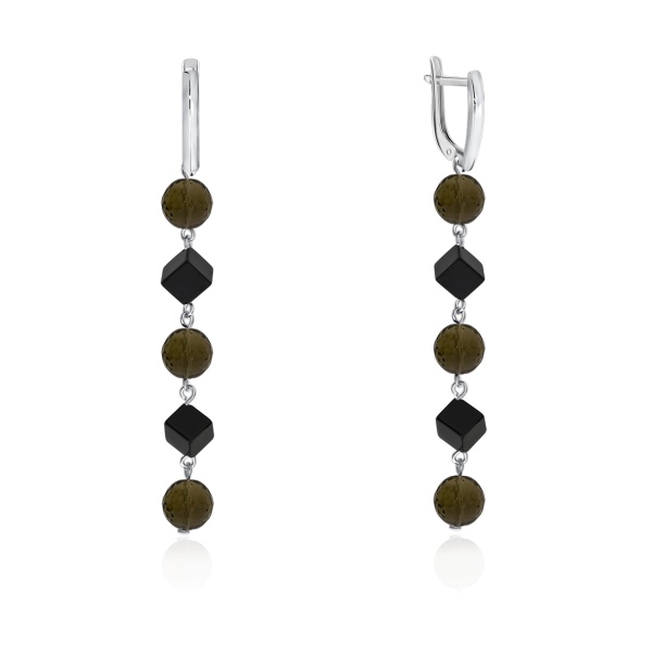 Серьги из серебра с агатами и топазами 2340870673-15 от KRASNOE, металл Серебро, вставка Агат