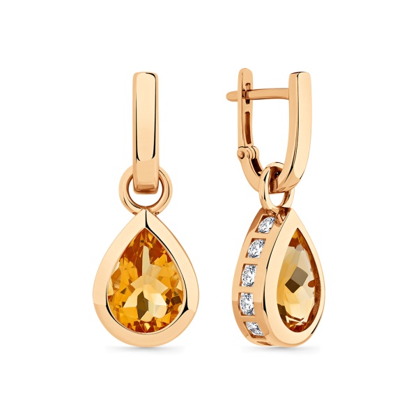 Серьги из золота 02-3-623-1001-010 от KRASNOE, металл Золото, вставка Цитрин