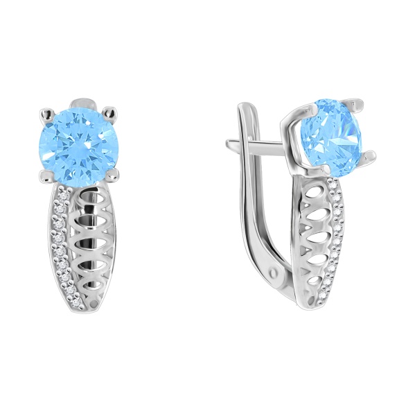 Серьги из серебра с фианитами со скидкой