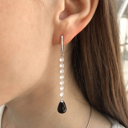 Серьги из серебра с агатами и фианитами 2340390613-20 от KRASNOE, металл Серебро, вставка Агат