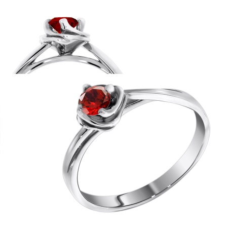 Купить кольцо из серебра с гранатом в интернет-магазине KRASNOE